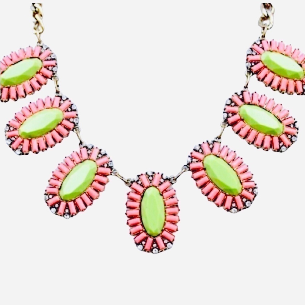 LIME AND CORAL STATEMENT NECKLACE #126